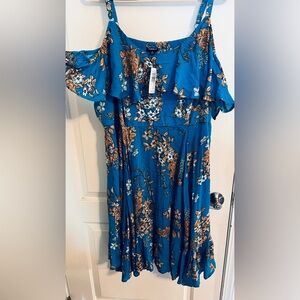 Torrid size 3 blue cold shoulder dress